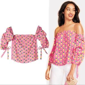 Pink Top Blouse Off Shoulder Pretty as a Pineapple